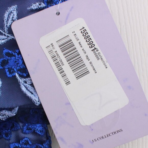 JS Collections Flutter Sleeve Embroidered Dress in Blue - Picture 7 of 12